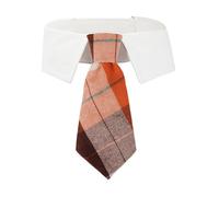 ADOGGYGO Fall Dog Necktie, Halloween Thanksgiving Pet Tuxedo, Orange Plaid Fall Neck Tie Collar for Large Dogs (Large)