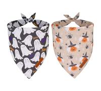 ADOGGYGO Halloween Dog Bandanas, Ghost Pumpkin Witch Scarf, Multi Size, Black Orange Halloween Bandanas for Medium Large Dogs Pets (Large)