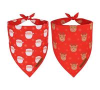 ADOGGYGO Red Christmas Dog Bandanas, Santa Reindeer Print Pet Scarf, Premium Durable Fabric, Red Christmas Bandanas for Small Dogs (Small)