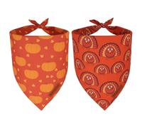 ADOGGYGO Thanksgiving Dog Bandanas 2 Pack, Reversible Pumpkin Turkey Pet Scarf, Premium Fabric, Adjustable Fit Orange Thanksgiving Bandanas for Extra Large Dogs (X-Large)