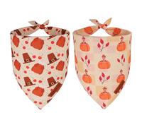 ADOGGYGO Thanksgiving Dog Bandanas 2 Pack, Reversible Turkey Pumpkin Pet Scarf Bib, Adjustable Fit Orange Thanksgiving Bandana for Medium Large Dogs (Large)