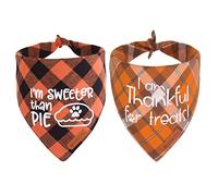 ADOGGYGO Thanksgiving Dog Bandanas, Orange Plaid Pet Scarf, Premium Cotton Fabric, Multiple Sizes Offered, Fall Thanksgiving Bandanas for Small Dogs Pets (Small)