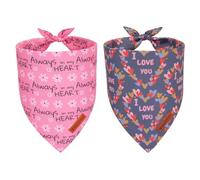 ADOGGYGO Valentine Day Dog Bandanas, Heart Love Floral Dog Scarf, Multi Size Offered, Pink Blue Dog Valentine's Day Bandana for Small Dogs Pets (Small)