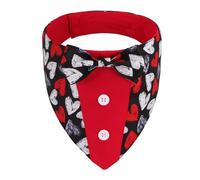 ADOGGYGO Valentine Dog Tuxedo, Red Black Heart Pet Bowtie Collar, Adjustable Valentine Bandana for Extra Large Dogs (XL)