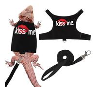 ADOGGYGO Valentine's Day Bearded Dragon Harness Leash Set, Lizard Clothe Costume Adjustable Reptile Harness with 5ft Leash for Bearded Dragon Lizard Walking Outdoor (Valentine's Day, Small)