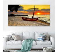 ADOHOME Beach in Sunset Scenery Pictures Landscape Canvas Paintings Wall Posters For Living Room Decor No Frame 80x160cm Frameless
