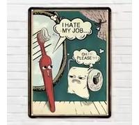 ADOHOME Humorous I Hate My Job Vintage Sign print and poster Funny Slogan Wall Art for Office Workplace Bathroom wall Decor(60x90cm/InternalFrame)