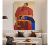 ADOHOME Picasso Style Figure Oil Painting on Canvas Strong Contrast Color Red Wall Art Picture Living Room Decor 20x30cm Frameless