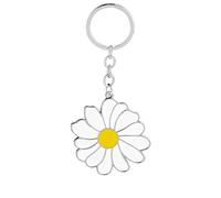 Adokiss Stainless Steel Key Chain Pendant, White Keychain Accessories Daisy Pendant Key Ring Keyring Xmas Gift, 2.8 X 2.9CM