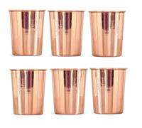 Adoko 100% Pure Copper Tumbler | Ayurvedic Health Benefits | 6Pcs Drinking Serving Water Copper Utensils Glass - 300Ml