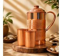 Adoko Pure Copper Water Jug 2litre with 2 Glasses, Copper Pitcher for Drinking Water and Storage with Ayurveda Health Benefit & Smooth Finished
