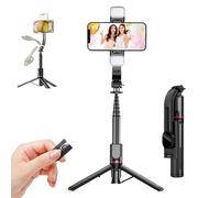 Adolapro Snap360 Magnetic Selfie Tripod, Adolapro Magnetic Tripod, Expandable to 41'' Magnetic Selfie Stick with Remote, 360° Vertical & Horizontal Rotatable (With light)