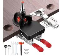 Adoles 35mm Concealed Door Hinge Jig, Accurate Locking Cabinet Hinge, Aluminum Alloy DIY Pocket Hole Jig, 2 Retaining Clips, Adjustable Quick Punch Cabinet Hardware