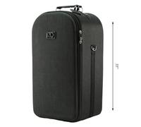 Adolfo Design Extra Large Wig Travel Box with Top Handle, Shoulder Strap & Double Zipper, Carrying Case with Removable Head-Holding Base - (Denim Black) by