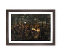 Adolph Menzel The Iron Rolling Mill Framed Print | A2 Walnut Framed Wall Art | Ready to Hang | Modern Nature Picture | Living Room Bedroom Lounge Office