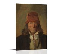 Adolph Tidemand Paintings Wall Art Poster Prints Portrait of A Farmer from Vossevangen (1855) Wall Art Picture Painting Canvas Prints Artworks Bedroom Living Room Decor Frame 12x18inch(30x45cm)