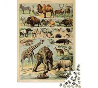 Adolphe Millot Mammals V1, Jigsaw for Adults, 1000 Pieces, 52x38cm/1000pcs