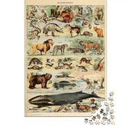 Adolphe Millot Mammals V2 1000 Piece Jigsaw, 70x50cm/1000pcs