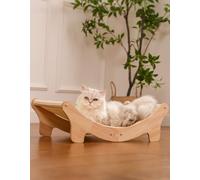 Adolug Natural Sisal Cat Scratcher Bed for Indoor Cats Scratching Post Hammock Lounge with Oak Frame, Wooden Cat Furniture for Large Cats, Modern Scratcher