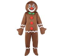 ADOMI 2 Pcs Christmas Gingerbread Man Costume Jumpsuit for Adults Men’s Xmas Cookie Outfit Onesie Holiday Cosplay Party