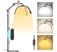 Adonafy Half Moon Lash Light: 28in Half Moon Lamp for Lash Extensions with Phone Holder - 3 Color Dimmable & 360° Rotating Eyelash Lamp for Lash Techs Home Salon - Black