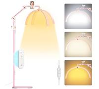 Adonafy Half Moon Lash Light: 28in Half Moon Lamp for Lash Extensions with Phone Holder - 3 Color Dimmable & 360° Rotating Eyelash Lamp for Lash Techs Home Salon - Pink
