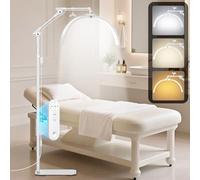 Adonafy Half Moon Lash Light: 28in Half Moon Lamp for Lash Extensions with Phone Holder - 3 Color Dimmable & 360° Rotating Eyelash Lamp for Lash Techs Home Salon - White