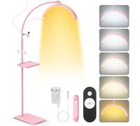 Adonafy Half Moon Light Professional: 18In Foldable Lash Light with 5 Colors Dimmable & 360° Rotation - Adjustable Beauty Light Floor Standing for Salon, Home, Mobile Beauty Technicians, Pink