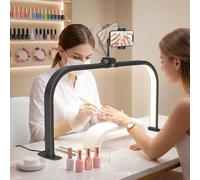 Adonafy Nail Light for Desk: 29in Foldable Half Moon Light for Beginner - 3 Color Modes & 10 Brightness Nail Desk Lamp for Home & Salon Use - 40W Manicure Table Lamp for Beauty/Reading/Tattoo - Black