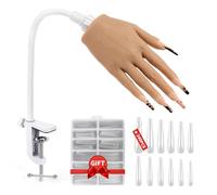 Adonafy Practice Hand for Acrylic Nails - Silicone Nail Practice Hand - Flexible Nail Hand Practice Model for Beginners - Bendable Fake Hand for Professional Salons Home DIY Nail Art, Natural
