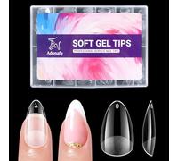 Adonafy Short Almond Nail Tips: 504 Pcs Half Matte Full Cover Nail Tips for Beginners - 12 Sizes Pre-Shaped Soft Gel Tips for Gel Extensions for Home Salon Manicure Nail Art