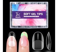 Adonafy Short Coffin Nail Tips: 504 Pcs Half Matte Soft Acrylic Nails Tip for Beginners - 12 Sizes Pre-Shaped Full Cover Soft Gel Tips for Gel Extensions for Home Salon Manicure Nail Art (Oval Nail)