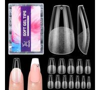 Adonafy Short Coffin Nail Tips: 504 Pcs Half Matte Soft Acrylic Nails Tip for Beginners - 12 Sizes Pre-Shaped Full Cover Soft Gel Tips for Gel Extensions for Home Salon Manicure Nail Art