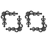 Adonai Hardware "Gozan" Decorative Heavy Duty Antique Cast Iron Dummy Corner Door Strap False or Faux or Dummy Front Hinges L-Brackets (Black Powder Coated) for Barn Wood Doors, Gates, Box, Trunks