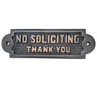 Adonai Hardware Rectangular NO Soliciting Brass Door Sign - Black with Copper Letters.