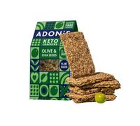 ADONIS Keto Crackers - Mediterranean Style (10 x 60g) | Vegan & Keto-Friendly | 100% Natural Keto Snacks | Sugar Free, Palm Oil Free (Olive & Chia Seeds)