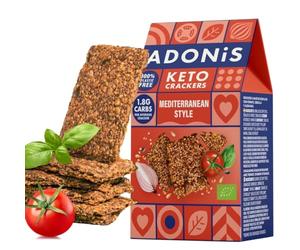 ADONIS Keto Crackers - Mediterranean Style (10 x 60g) | Vegan & Keto-Friendly | 100% Natural Keto Snacks | Sugar Free, Palm Oil Free | Low Carb Keto Crackers for Weight Loss | Ideal for a Keto Diet