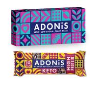 Adonis Keto Protein Bars | Peanut Butter & Chocolate Keto Bar | Healthy Snacks | Natural Keto Snack Bar, High Protein, Low Carb, Vegan, Low Sugar, Low Calorie, Weight Loss, Breakfast Bar (Box of 6)