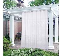 ADOORO Sheer Outdoor Curtains For Patio 2 Pcs Waterproof White Voile Drapes Grommet Top Indoor/Outdoor Privacy Sheer Curtain For Living Room, Porch, Pergola, Cabana Gazebo Balcony,White,70x69 in(WxL)