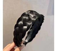 ADOORO Wig Hair Band, Braided Synthetic Hair Headband, Korean-Style Wig Hair Band, Non Slip, Pretty Headbands For Women (Black)
