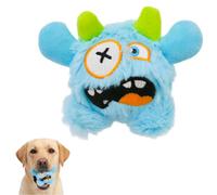 AdoPet Spiky Squeaker Ball Inside Dog Toy - Plush Light Blue Monster Chew Toy with Hidden Rubber Spiky Ball, Ultra Soft Fur & Reinforced Stitching, 4.4 Inch Interactive Dog Toy for Medium Dogs