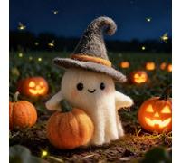 Adopt A Ghost, 2026 New Handmade Felt Cute Wool Felt GhostsOrnament, Halloween Ghost Pumpkin with Wizard Hat, Collectible Cute Wool F-elt GhostsOrnament, Halloween Decoration Gift for Home or Party