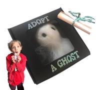 Adopt a ghost- 7.6x7.6x4cm Tiny ghostFigurine, Felt Wool Plush, White Mini ghostwith Scroll | Spooky Collectible for Family Friends, Cute ghostDoll Fans of Haunted and Stories