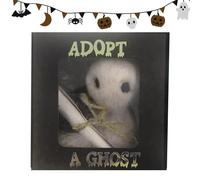 Adopt a Ghost - Adopt a Ghost in a Box, Small Scroll with a Tiny Scroll | Supernatural Miniature Felt Ghost Doll Companion, Scary Halloween Decoration