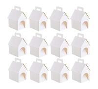 Adopt A Puppy Gift Boxes12pcs - Foldable Cardboard Party Favor Boxes, House Shaped With Handle | DIY Paintable Treat BoxesFor Birthday Wedding Classroom Activities, Portable White Candy Snack