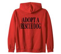ADOPT A RESCUE DOG - LARGE BLACK TEXT WITH PAW PRINTS Zip Hoodie