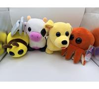 Adopt Me 8" Collector Plush X4 Octopus, Dog, Bee & Cow Includes Virtual Codes