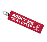 Adopt Me Dog Leash Wrap, Double-Sided Visible Foster Dog Sleeve with Heart Carabiner, Ripstop Warning Sign for Pet Lead, Fits Standard Rope & Flat Leashes, Red
