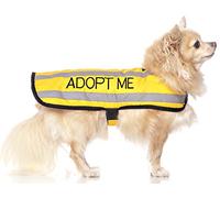 ADOPT ME (I Need A New Home) Yellow Colour Coded S M L Reflective Waterproof Fleece Lined Warm Dog Coats PREVENTS Accidents By Warning Others Of Your Dog In Advance (S)