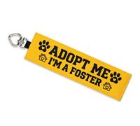 Adopt Me I'm a Foster Dog Leash Wrap, Highly Visible Yellow Warning Sleeve with Heart Snap Hook, Durable Double-Sided Canvas Lead Cover for Foster Pets and Rescue Dogs (Adopt Me I'm a Foster)